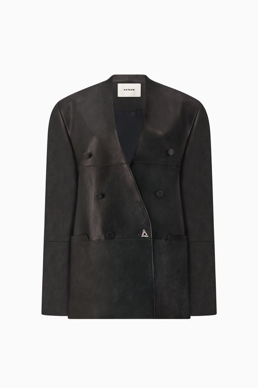 Lilith Leather Collarless Blazer