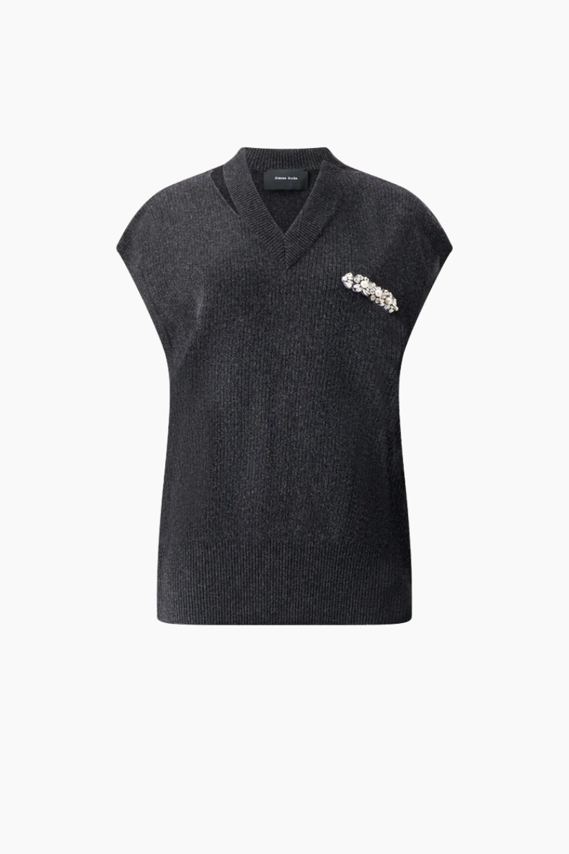 Merino Seam Bite Vest with Embellishments