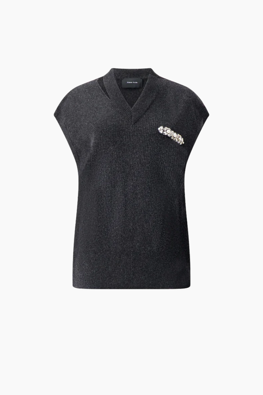 Merino Seam Bite Vest with Embellishments