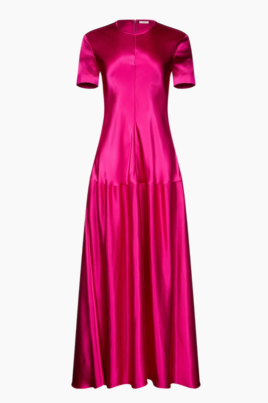Clodia Hammered Satin Tee Dress - Fuchsia