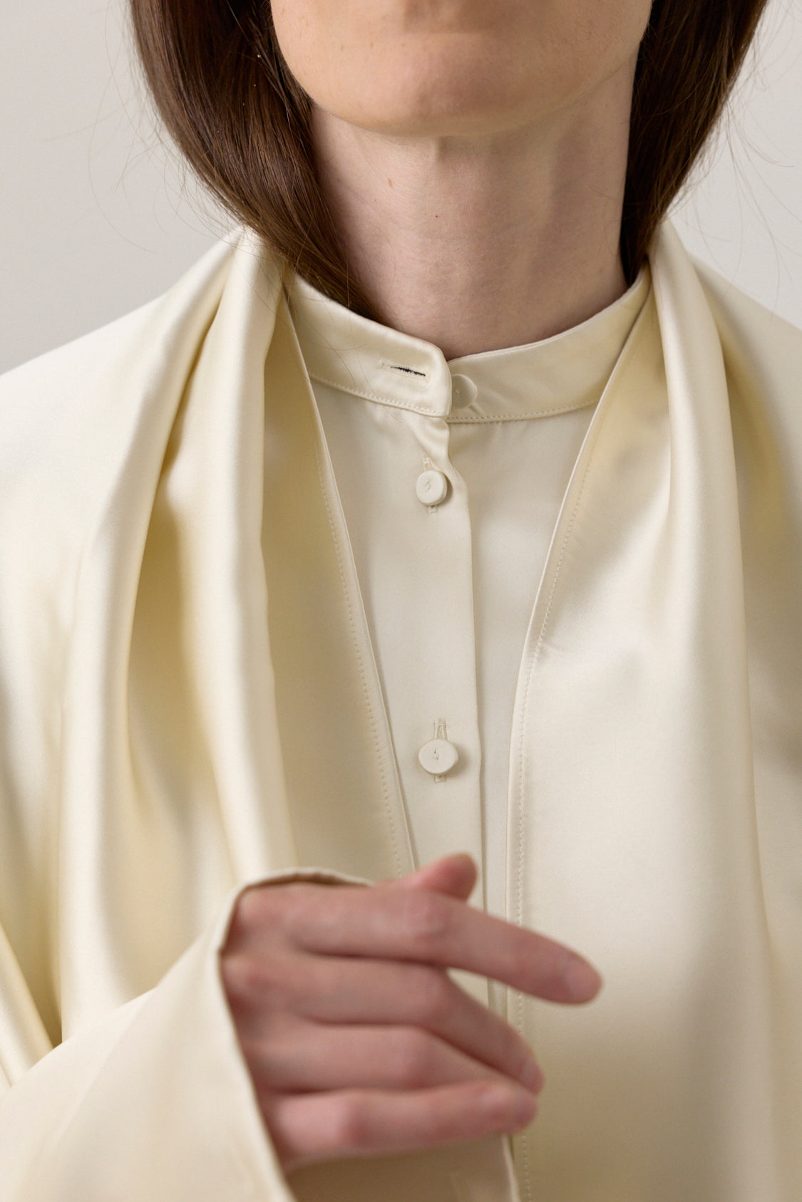 Band Collar Blouse - Cream