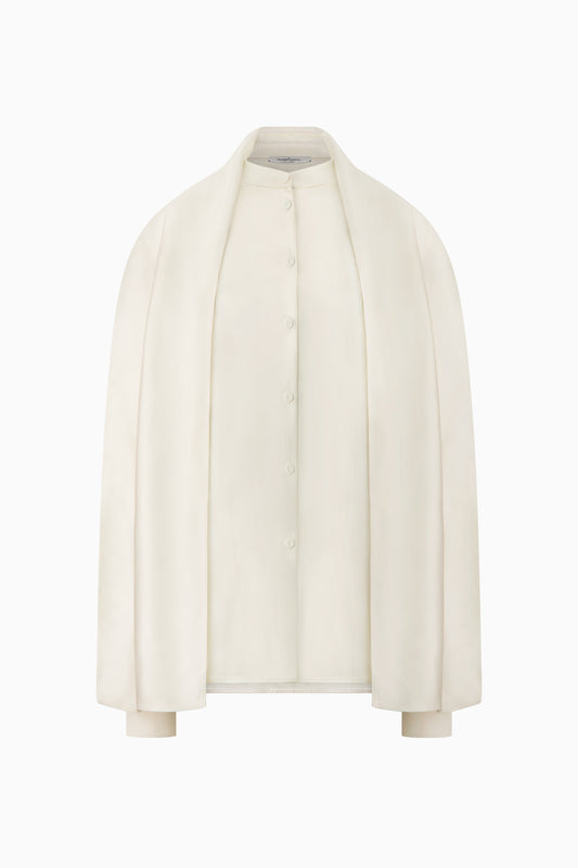 Band Collar Blouse - Cream