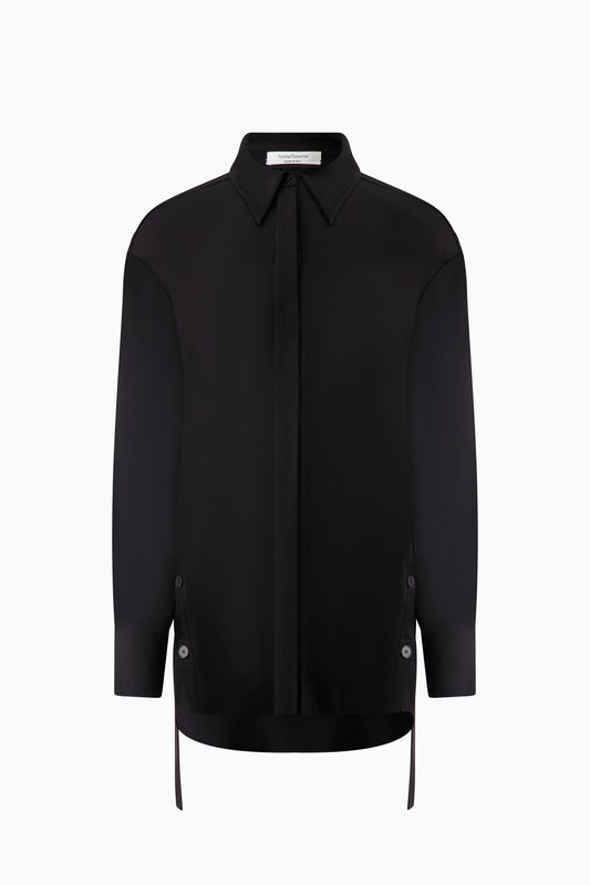 Bias Button Side Shirt - Black