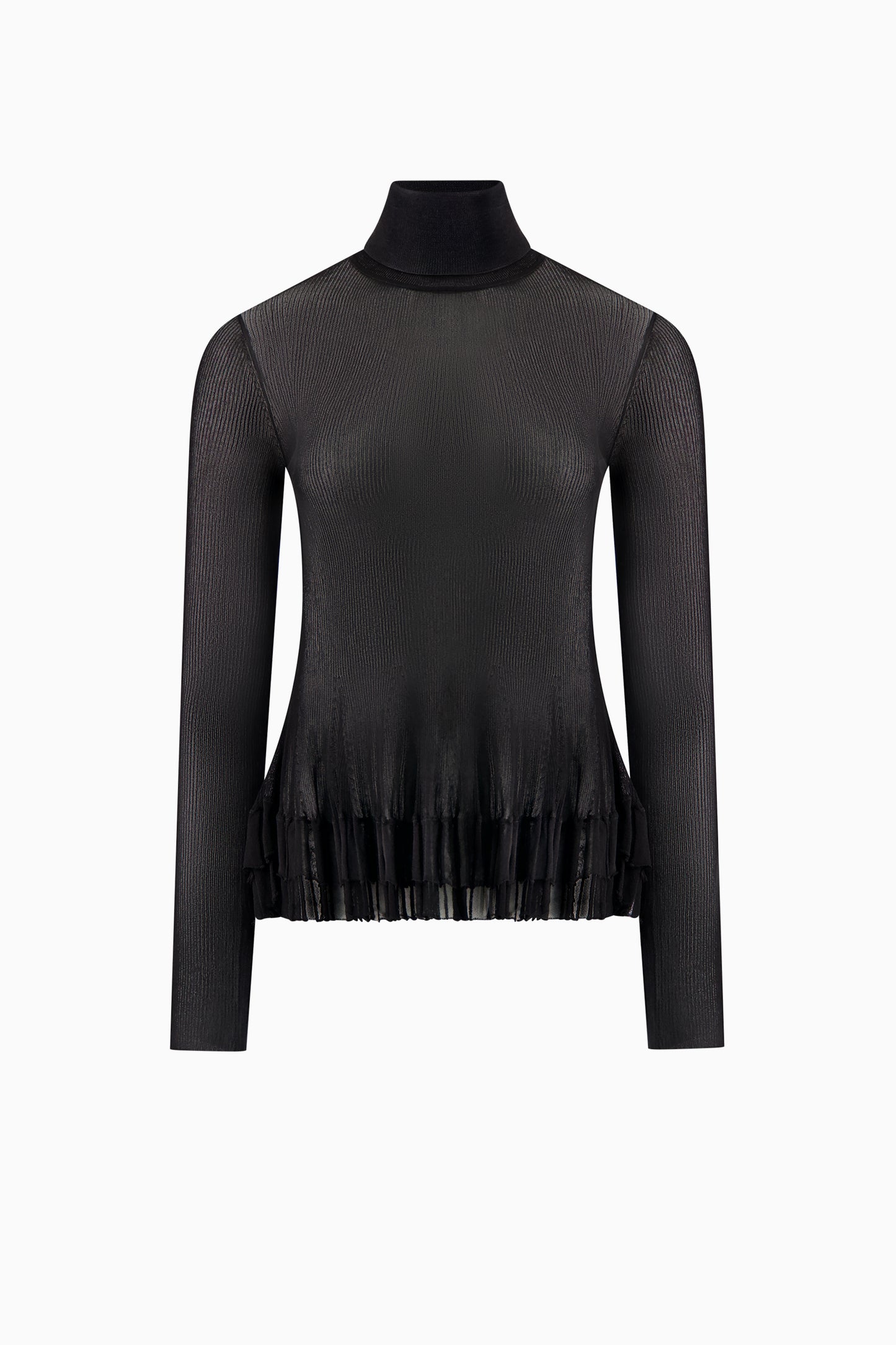Merritt Turtleneck Peplum Knit - Black