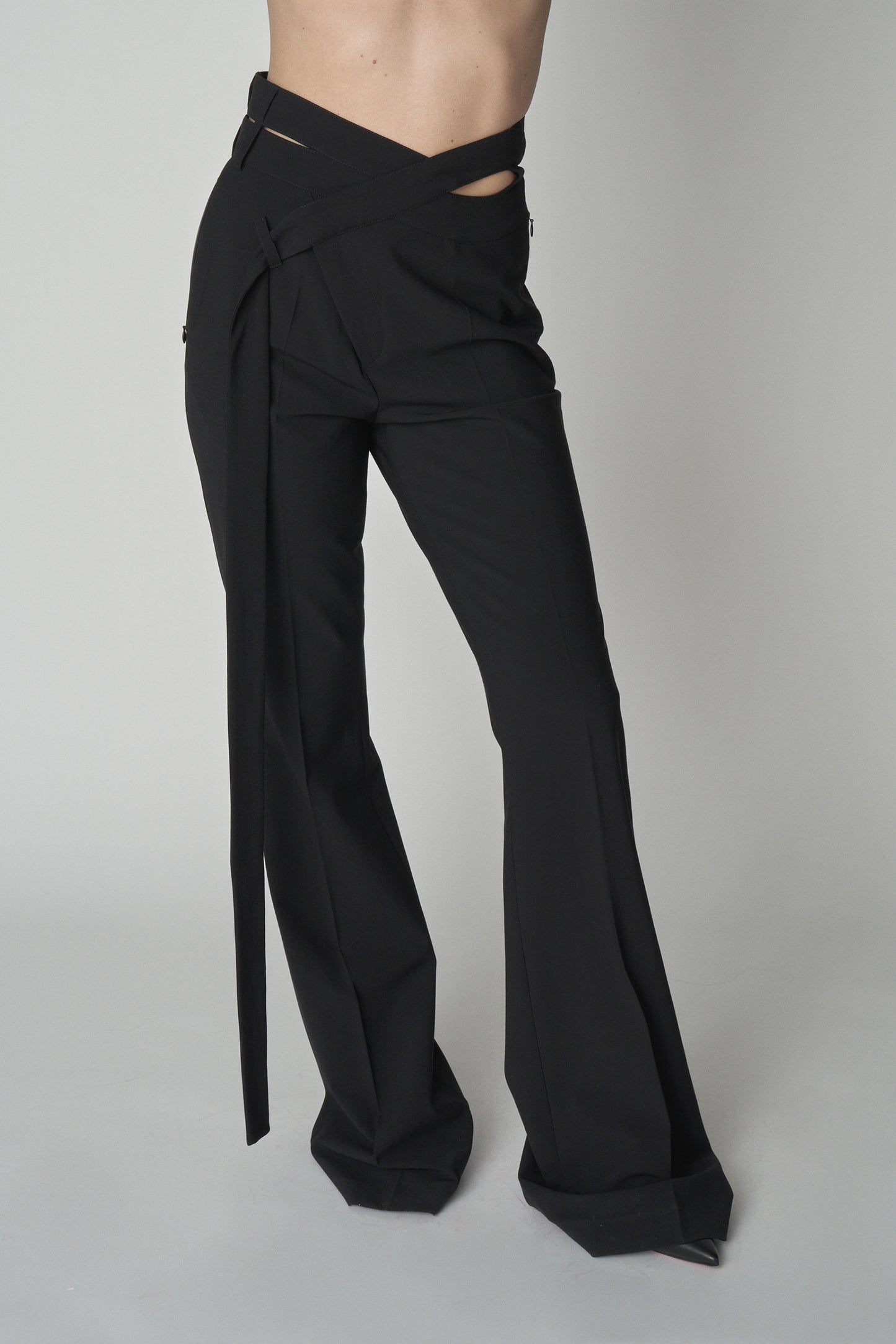 Flared Wrap Suit Pants