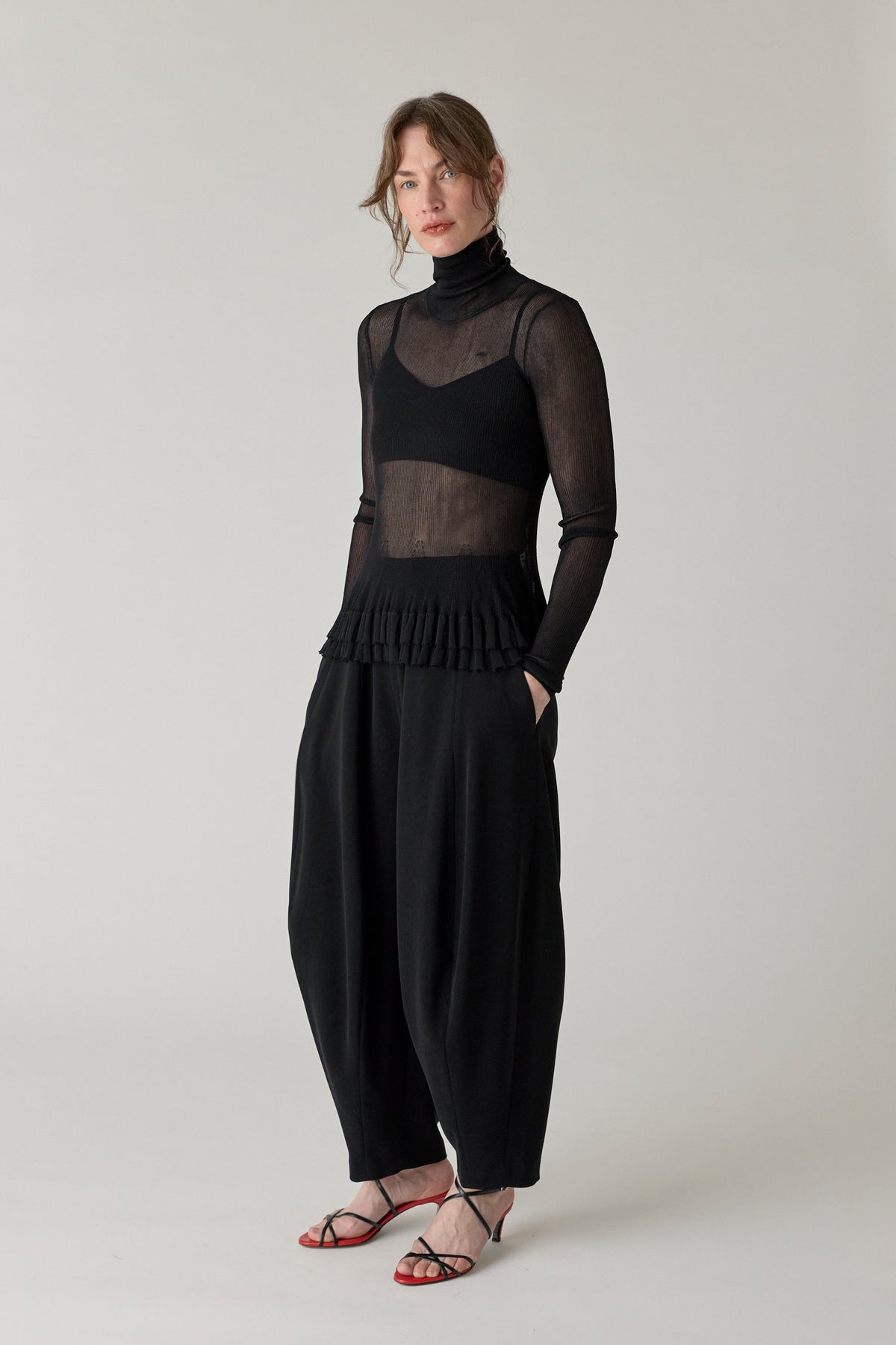 Merritt Turtleneck Peplum Knit - Black
