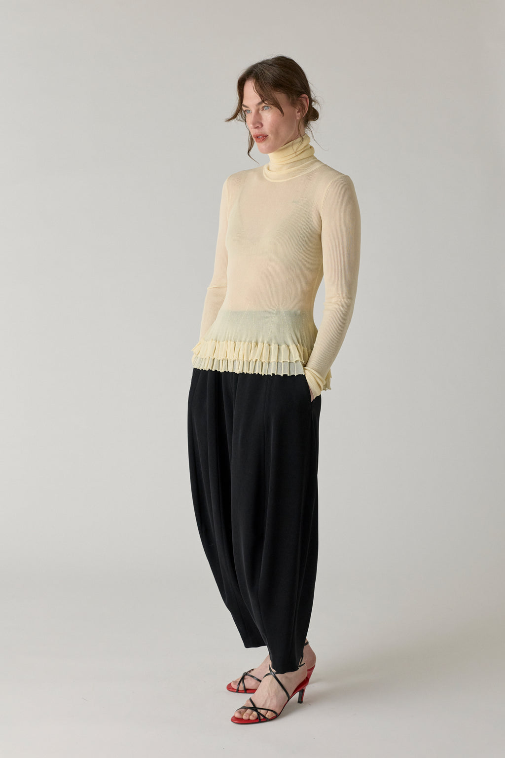 Merritt Turtleneck Peplum Knit - Cream