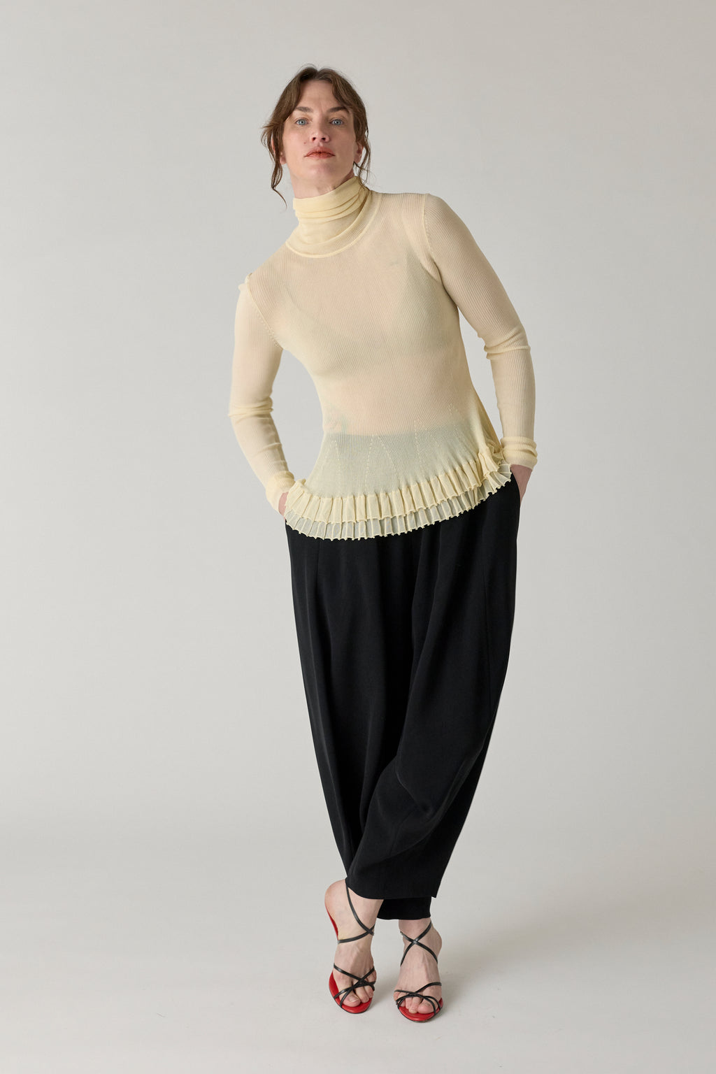 Merritt Turtleneck Peplum Knit - Cream