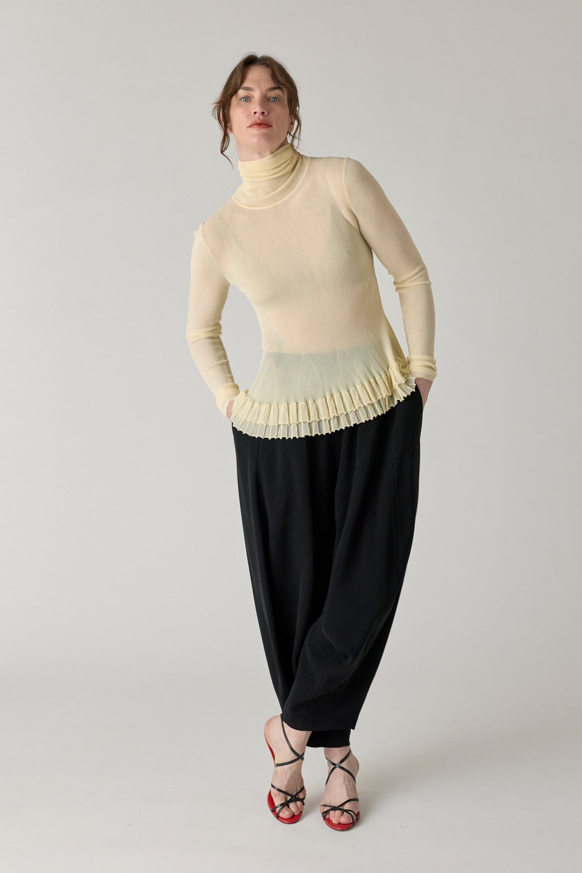 Merritt Turtleneck Peplum Knit - Cream