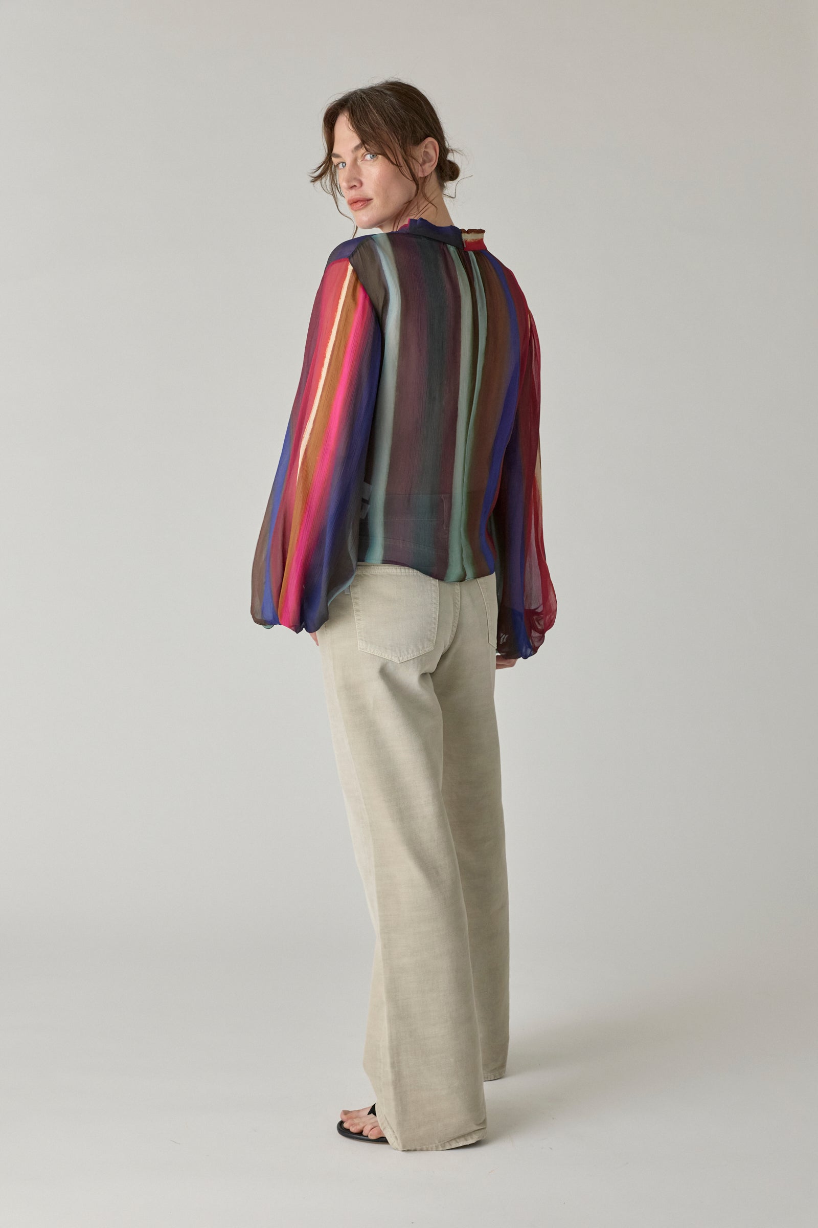 Louie Stripe Scarf Neck Blouse