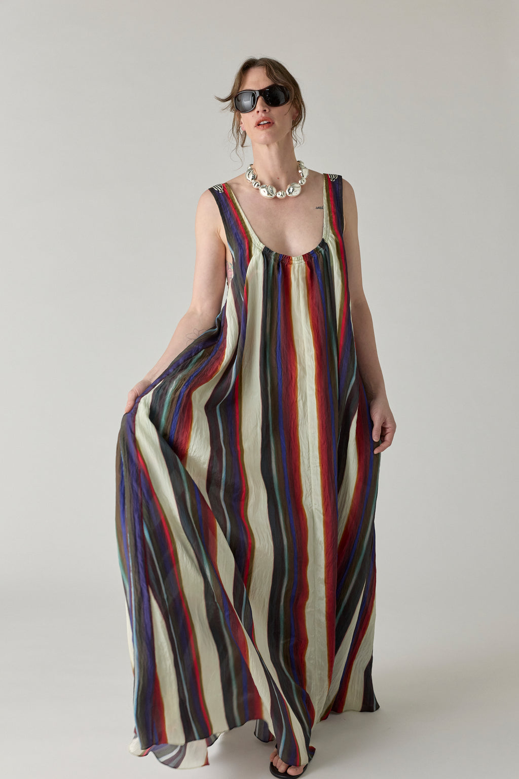 Morris Stripe Trapeze Maxi Dress
