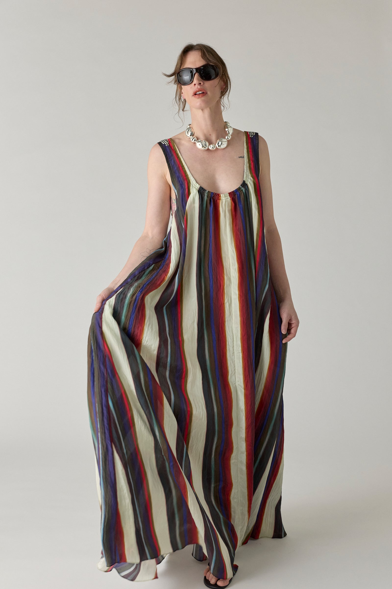 Morris Stripe Trapeze Maxi Dress