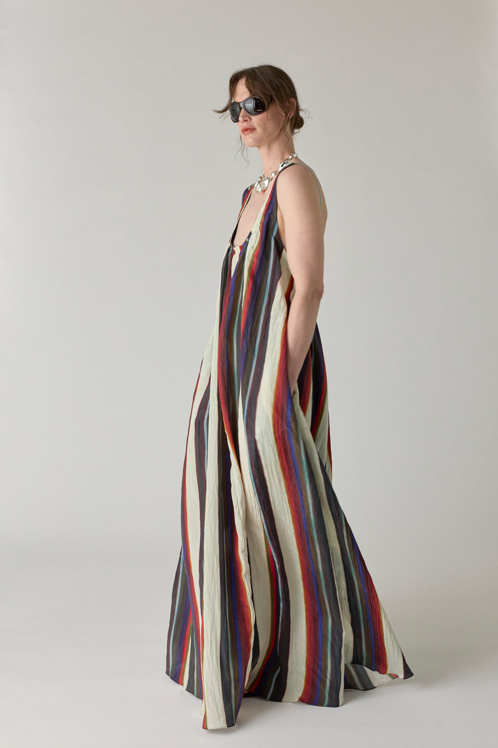 Morris Stripe Trapeze Maxi Dress