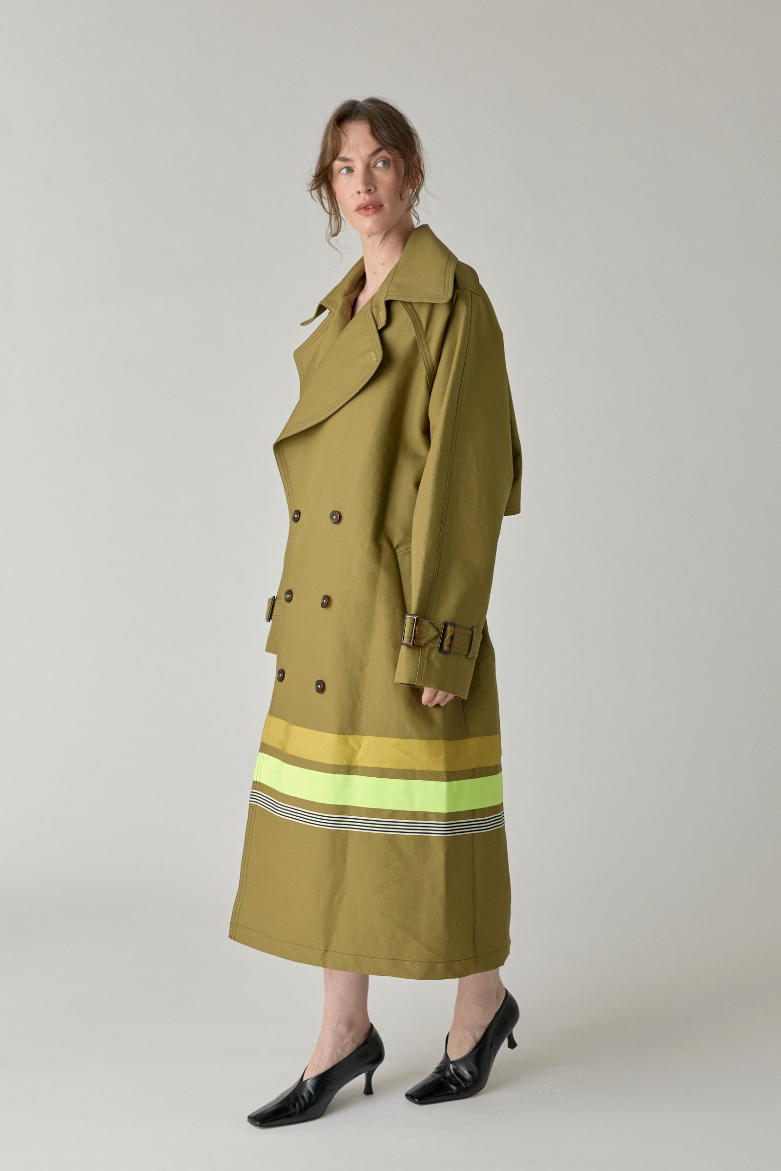 Embroidered Oversized Trench Coat