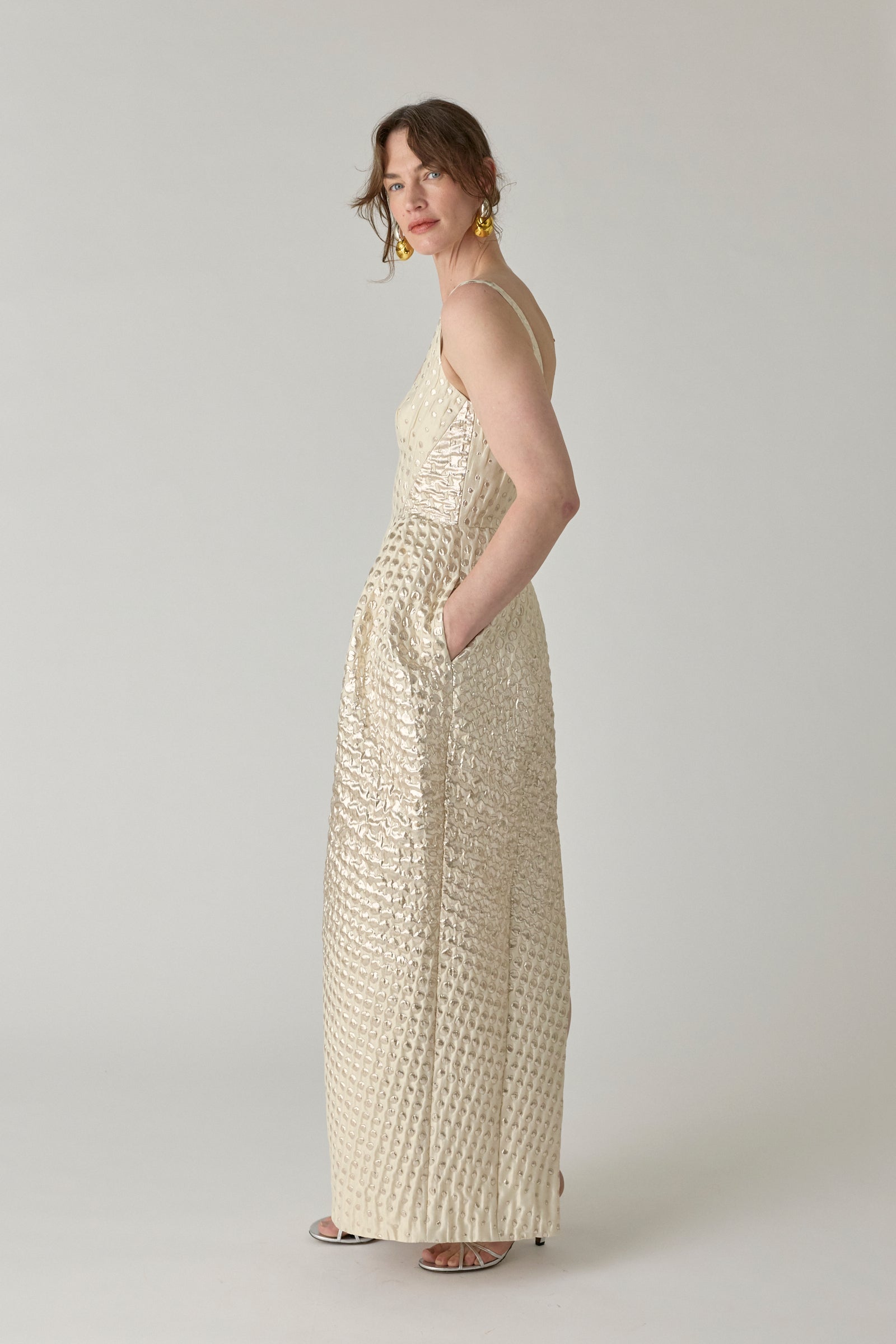 Halftone Wiggle Dot Scoop Neck Tulip Gown
