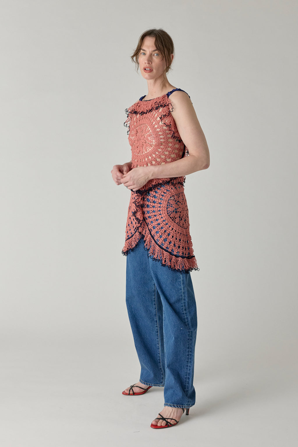 Trio Web Dress - Guava