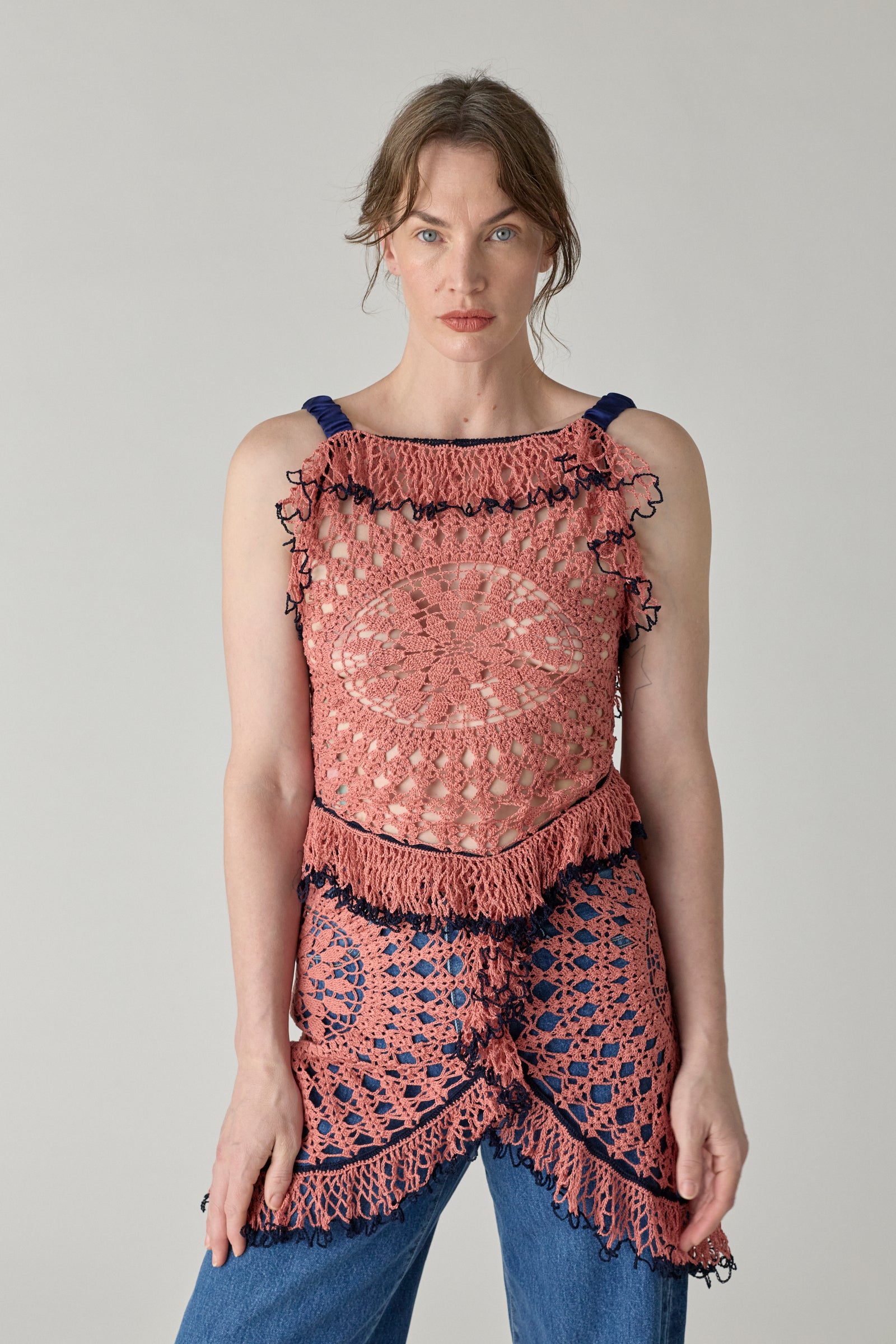 Trio Web Dress - Guava