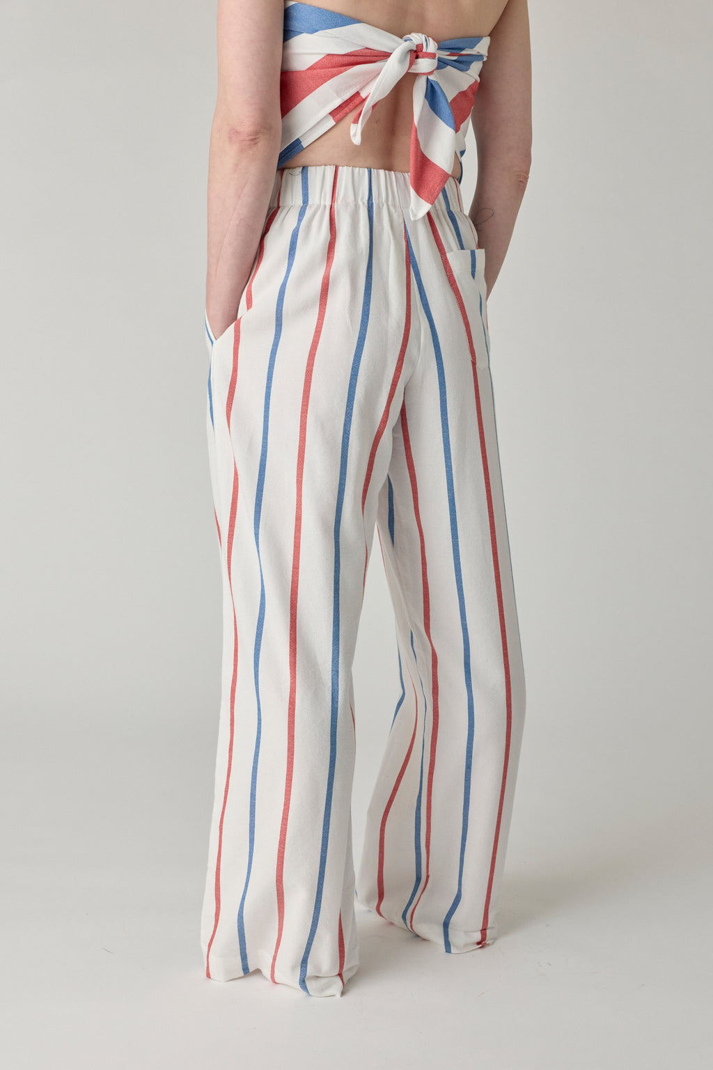 The Palazzo Pant - Blue/Red Stripe