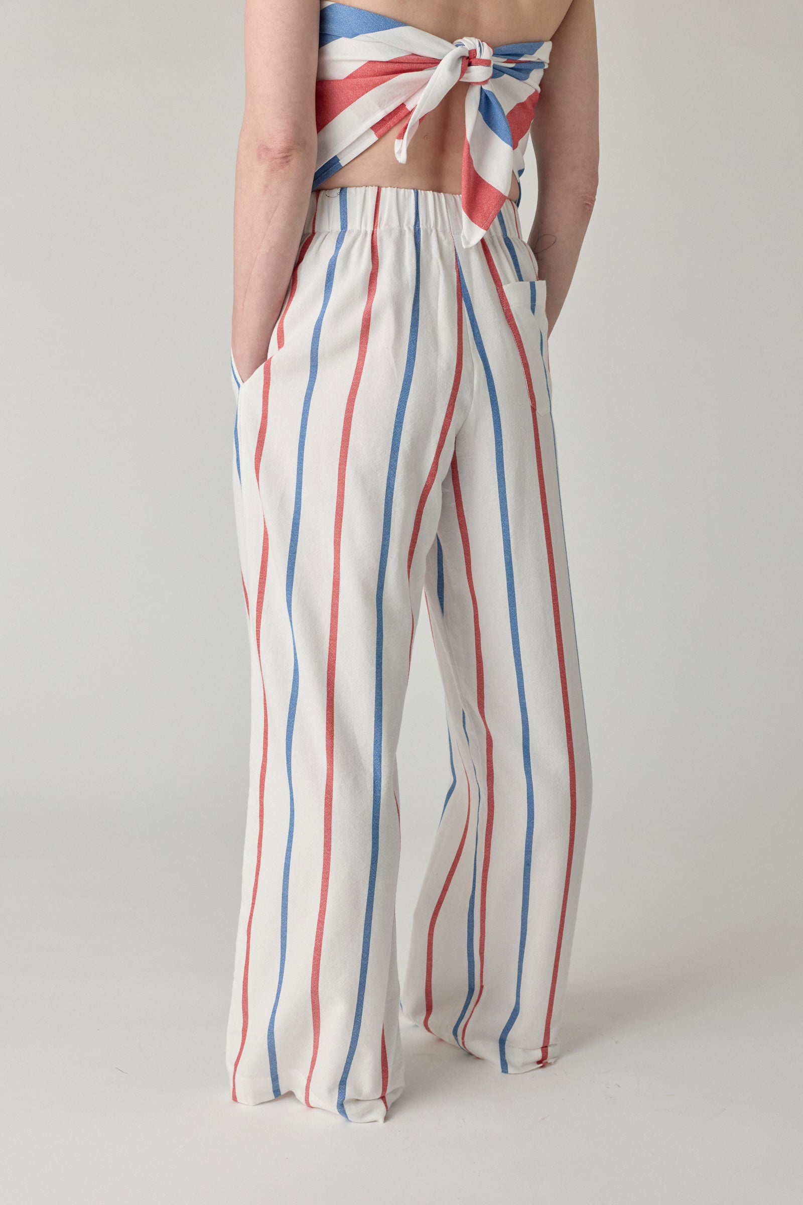 The Palazzo Pant - Blue/Red Stripe