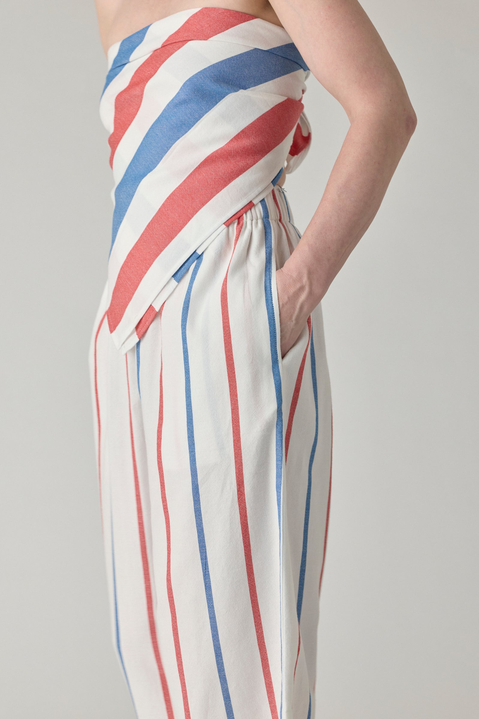 The Palazzo Pant - Blue/Red Stripe