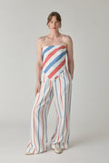 The Palazzo Pant - Blue/Red Stripe