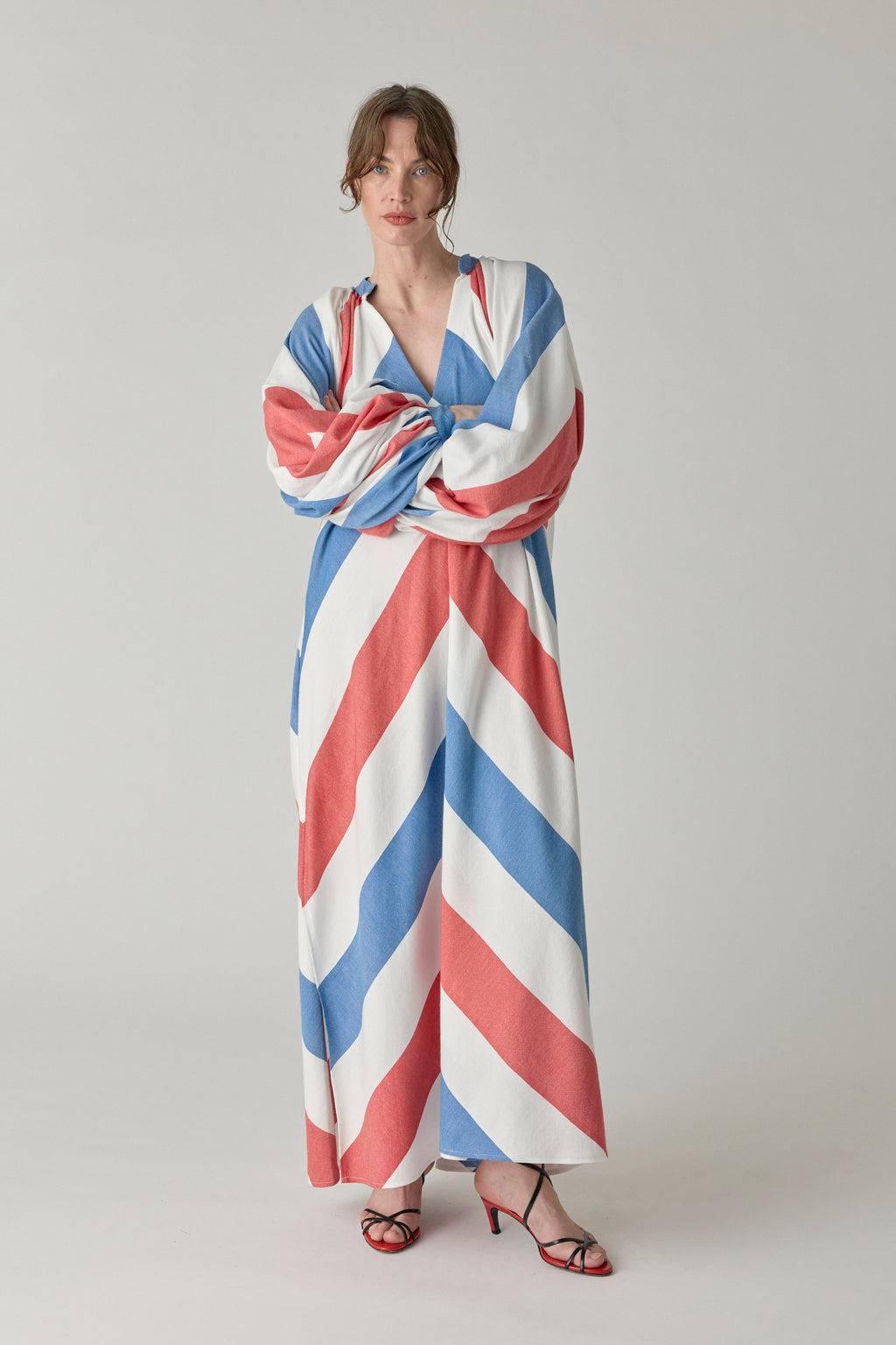 The Touareg Dress - Blue/Red Stripe