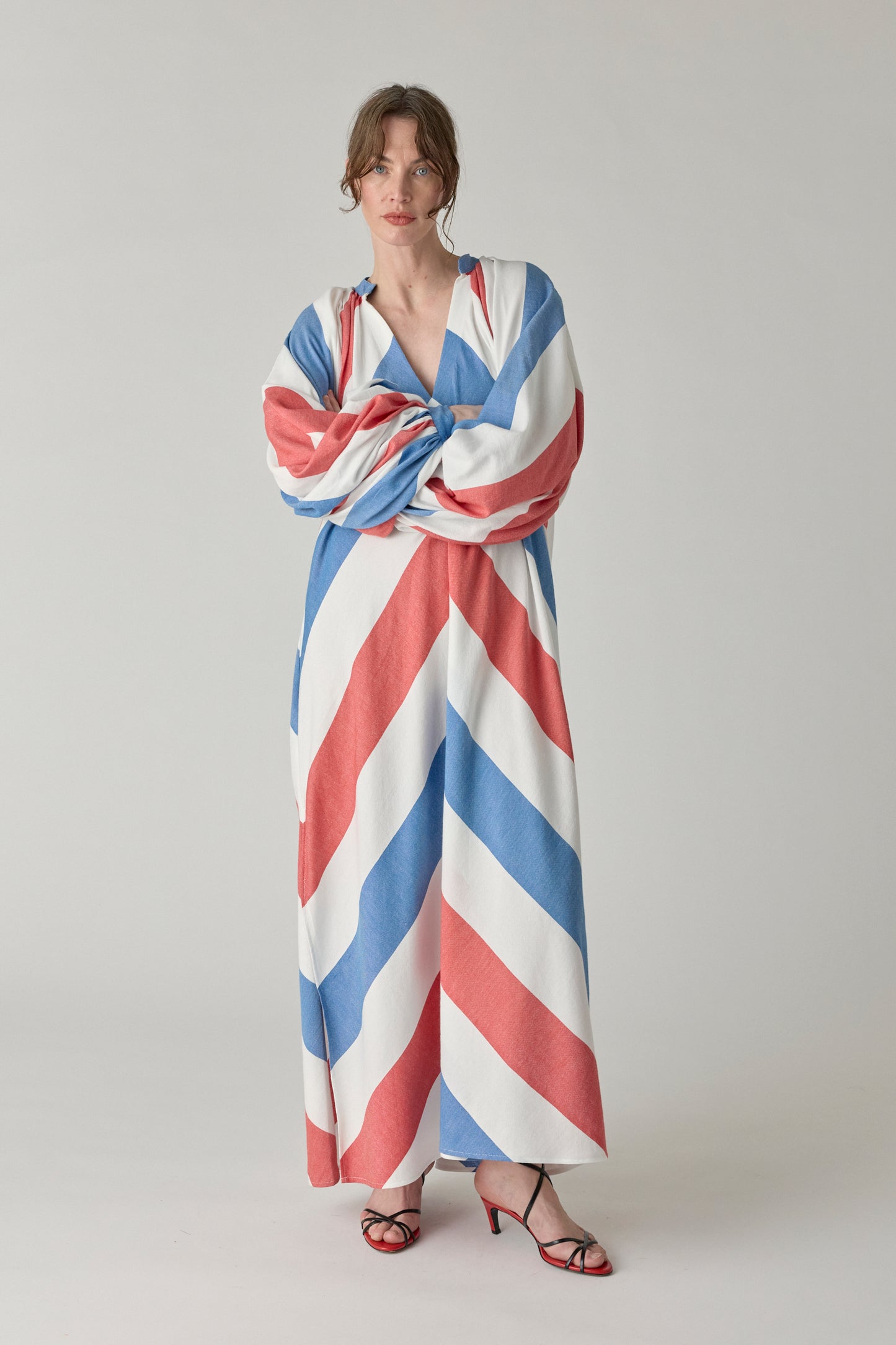The Touareg Dress - Blue/Red Stripe