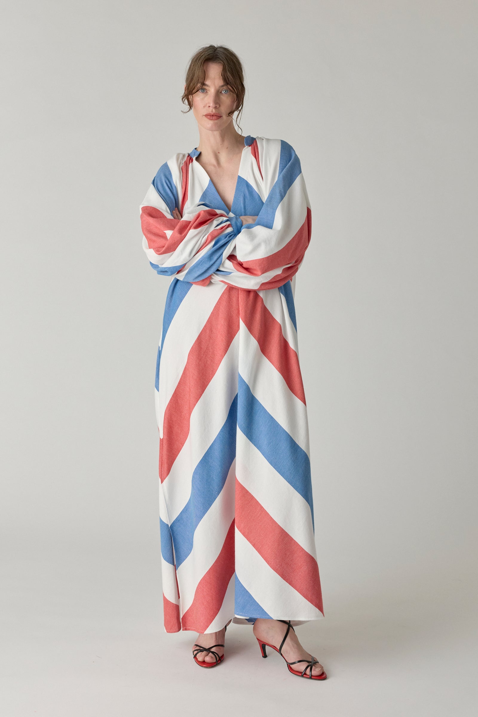 The Touareg Dress - Blue/Red Stripe