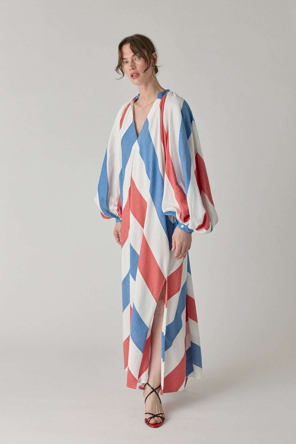 The Touareg Dress - Blue/Red Stripe