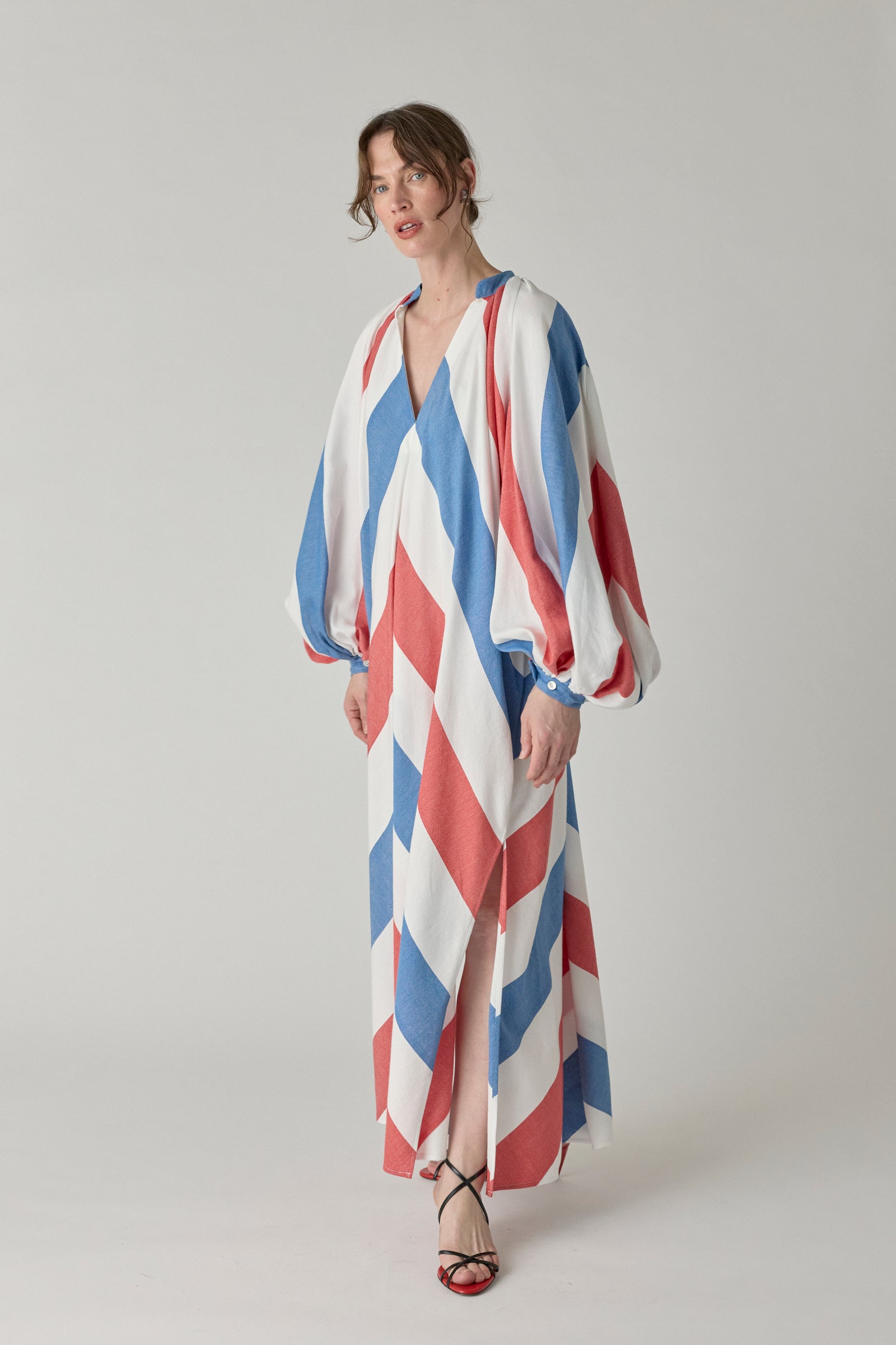 The Touareg Dress - Blue/Red Stripe