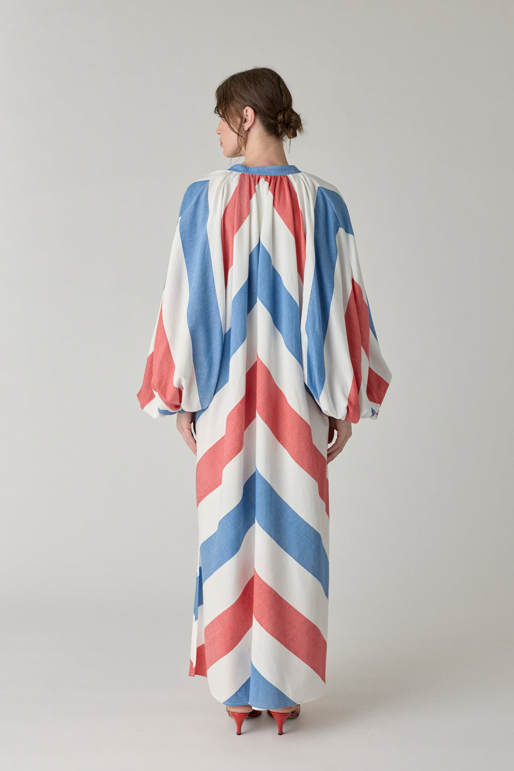 The Touareg Dress - Blue/Red Stripe