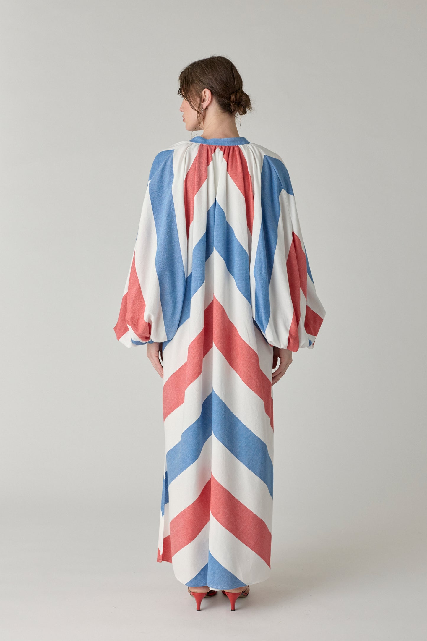 The Touareg Dress - Blue/Red Stripe