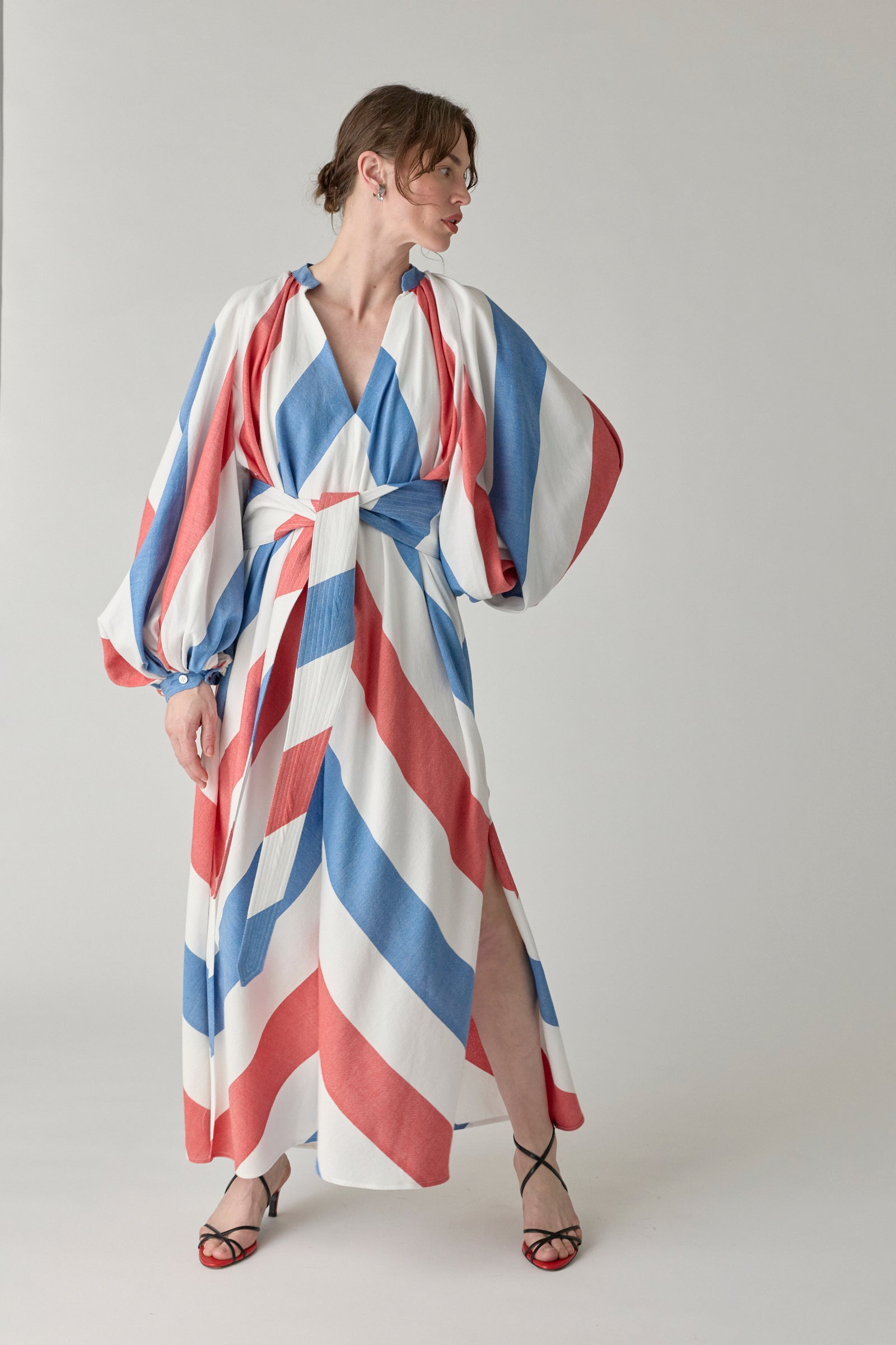 The Touareg Dress - Blue/Red Stripe