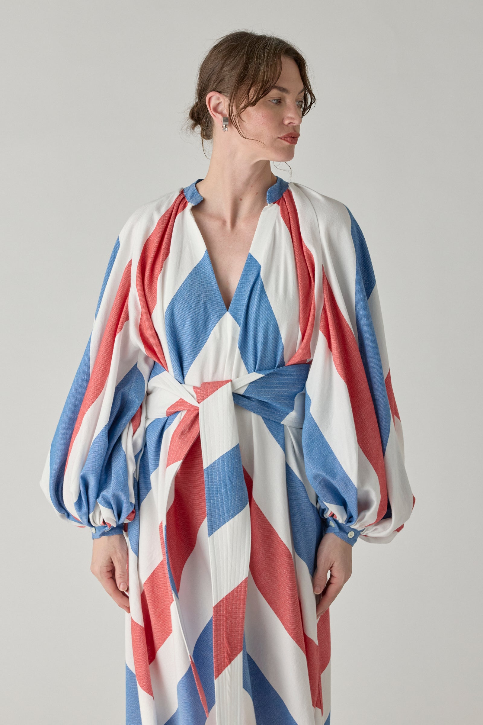 The Touareg Dress - Blue/Red Stripe