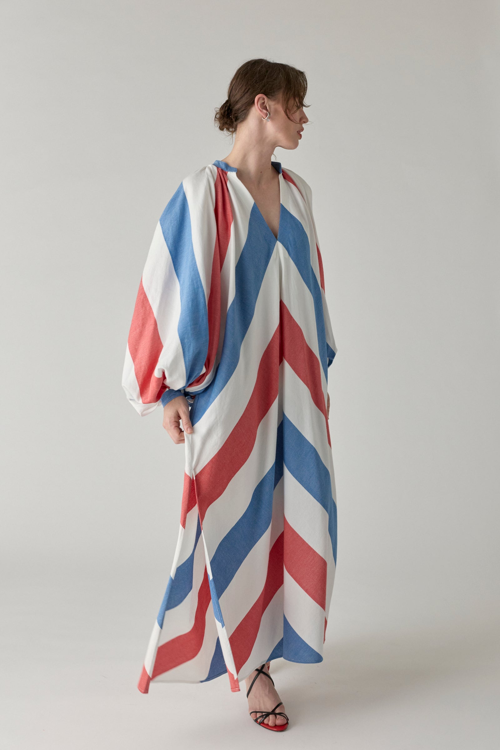 The Touareg Dress - Blue/Red Stripe