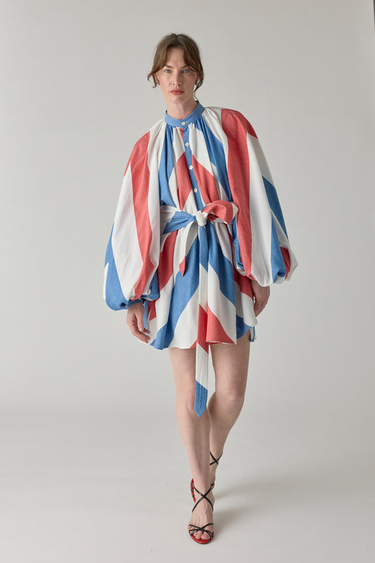 The Touareg Tunic - Blue/Red Stripe
