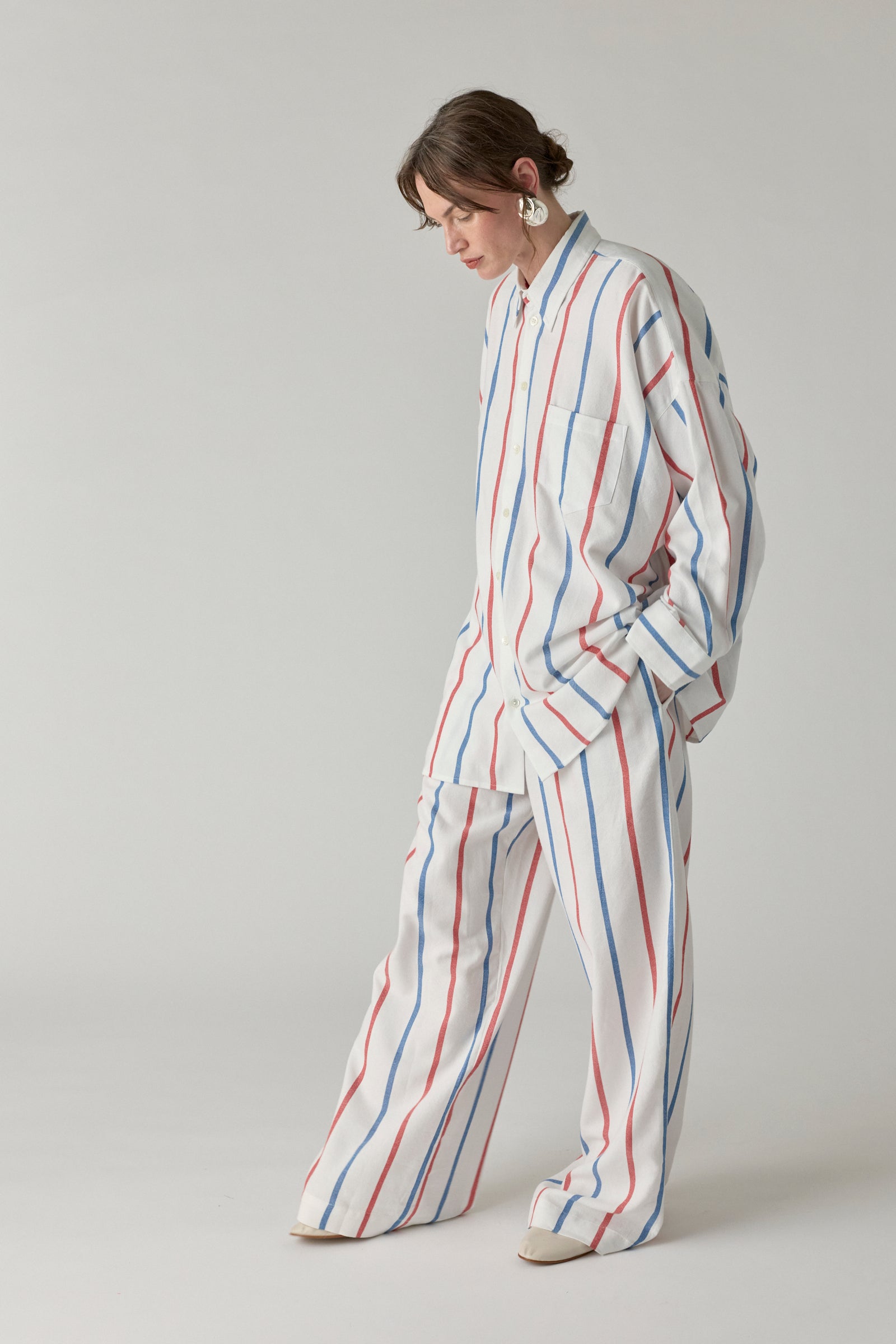 The Oversized Shirt - Blue/Red Stripe