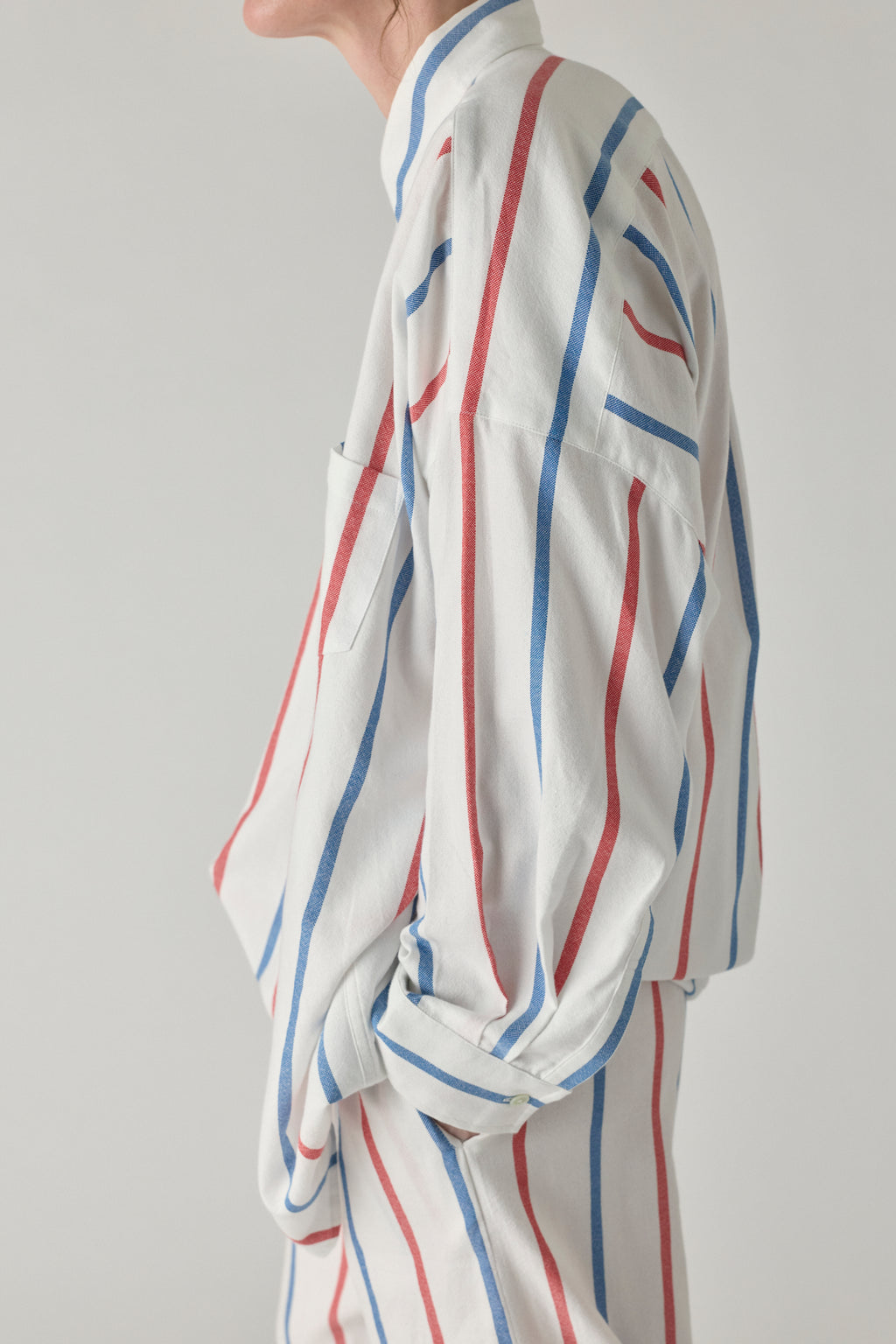 The Oversized Shirt - Blue/Red Stripe