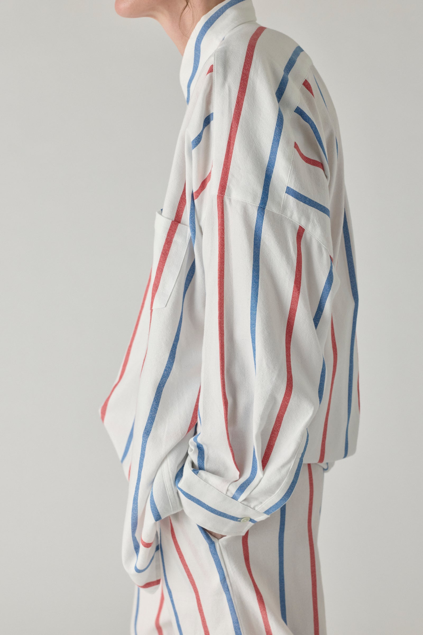The Oversized Shirt - Blue/Red Stripe