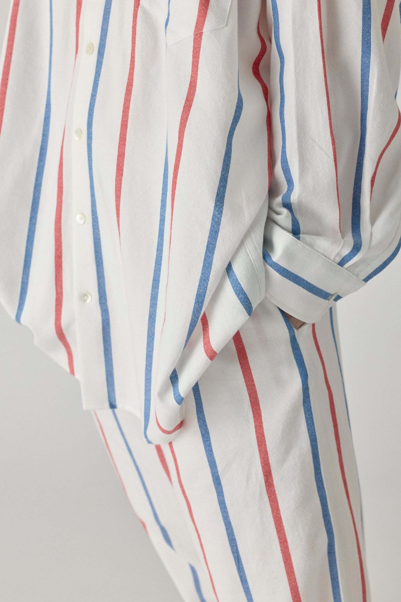 The Oversized Shirt - Blue/Red Stripe