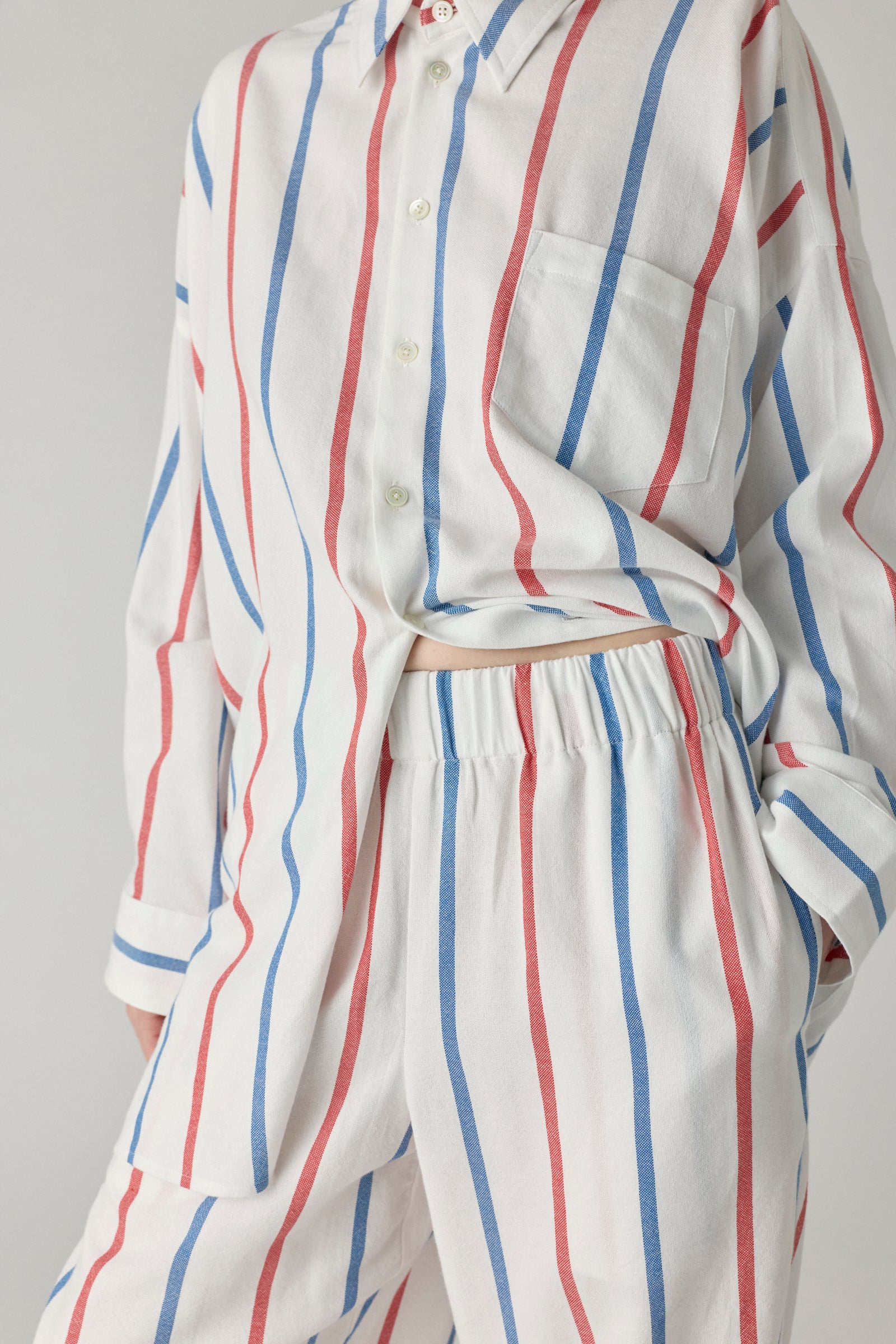 The Oversized Shirt - Blue/Red Stripe