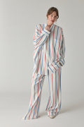 The Oversized Shirt - Blue/Red Stripe
