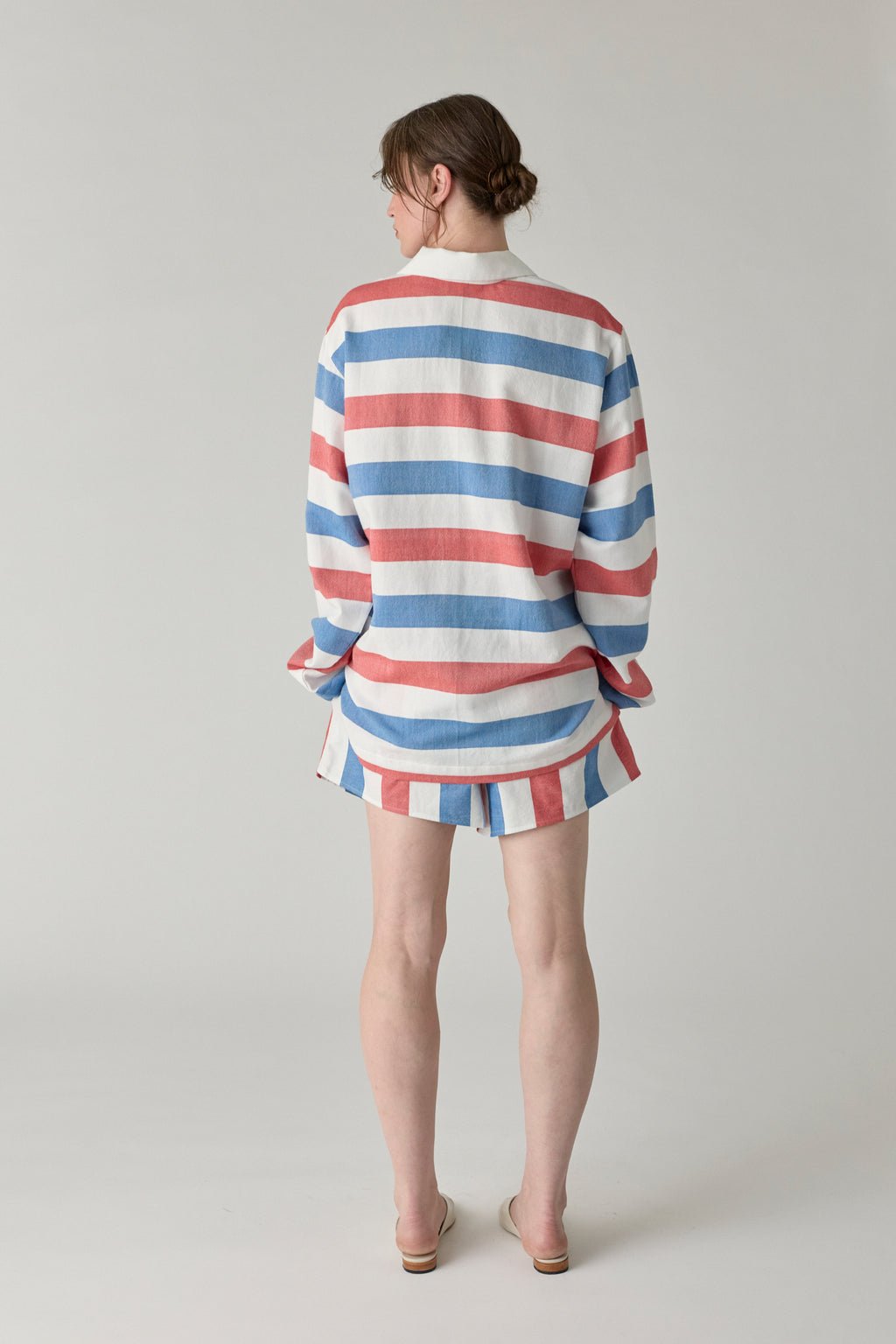 The High Waisted Short - Blue/Red Stripe