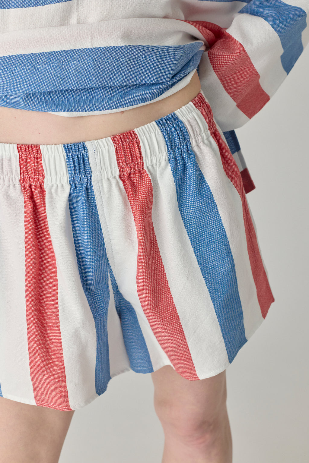 The High Waisted Short - Blue/Red Stripe