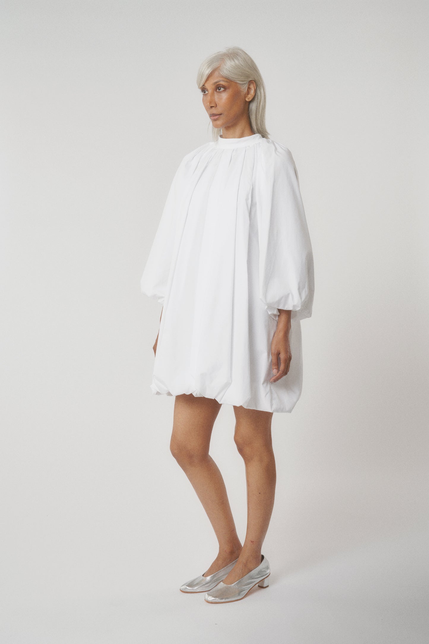 Puff Sleeve Balloon Dress with Back Bow