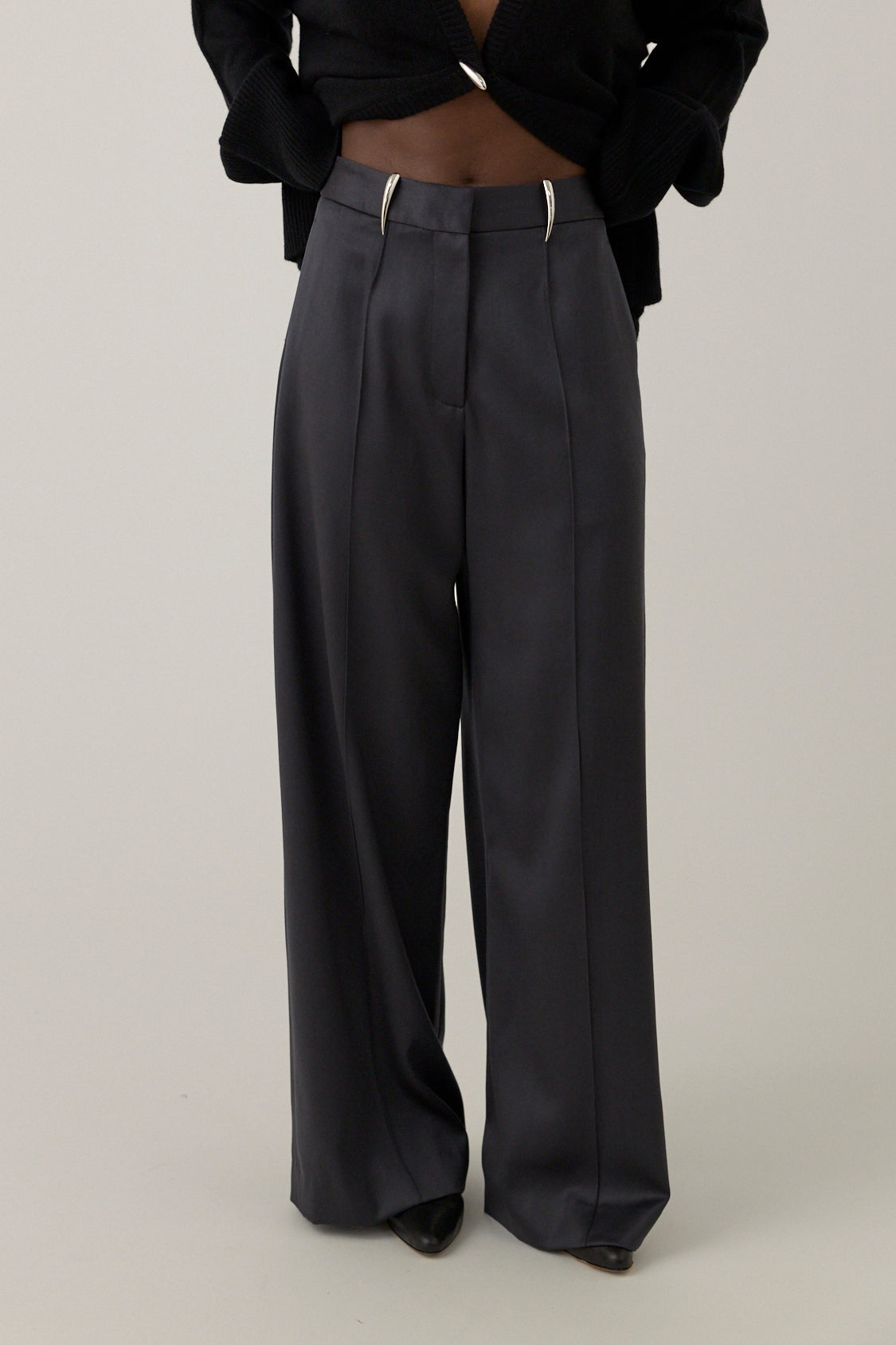 Claw Belt Loop Tailored Trousers -  Grey
