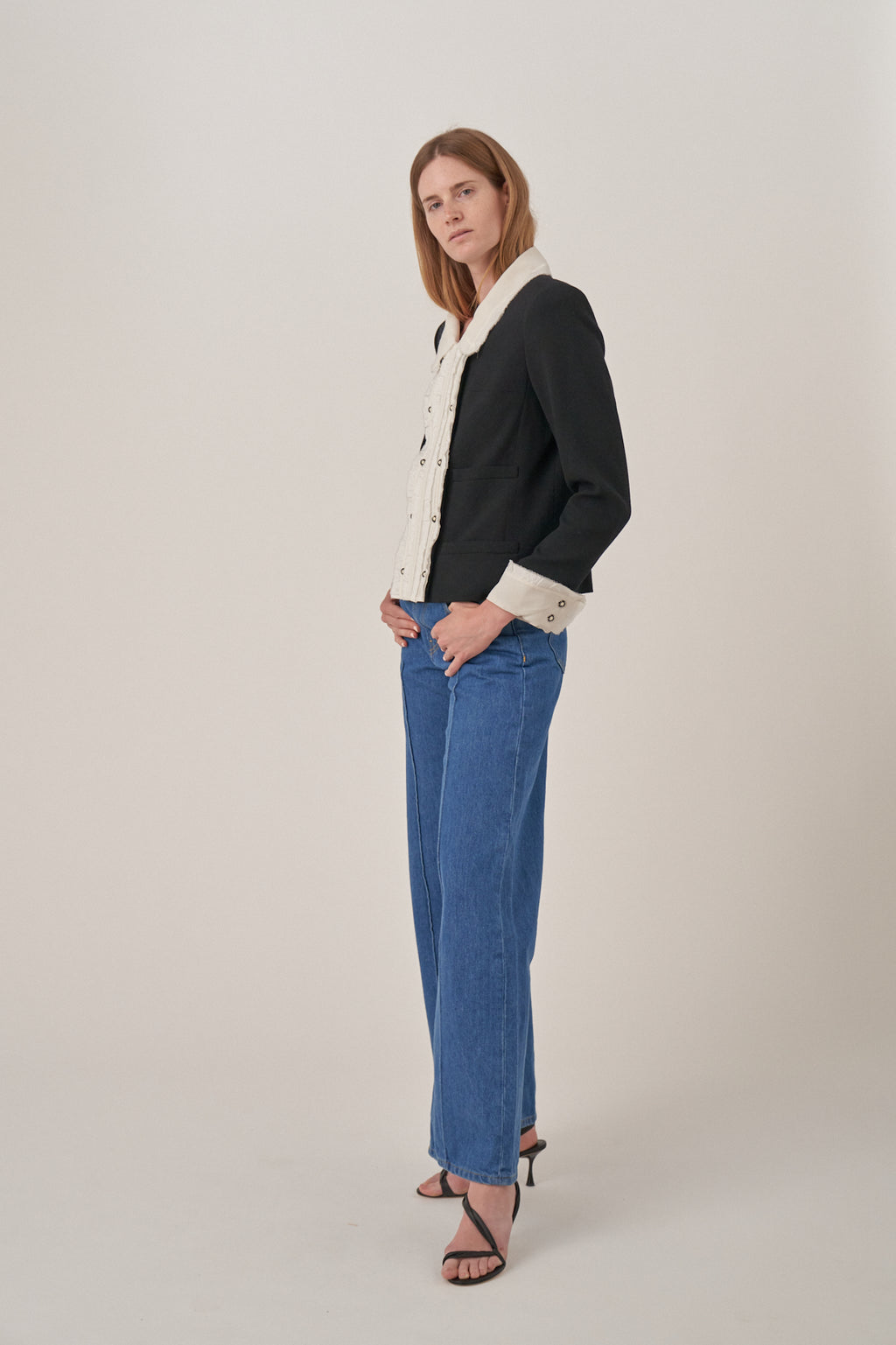 Chanel Tweed Jacket with White Collar