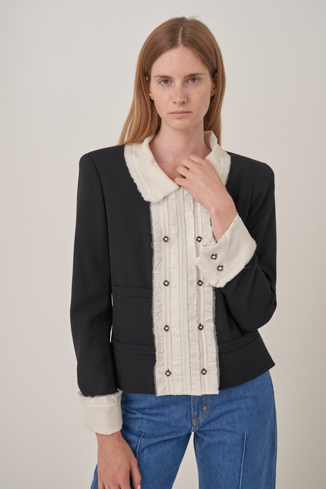 Chanel Tweed Jacket with White Collar