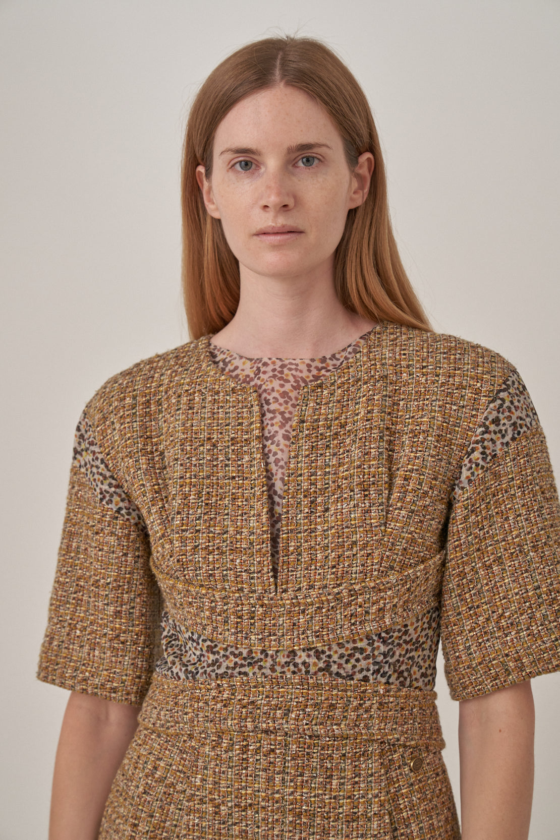 Chanel Tweed and Sheer-Panelled Dress