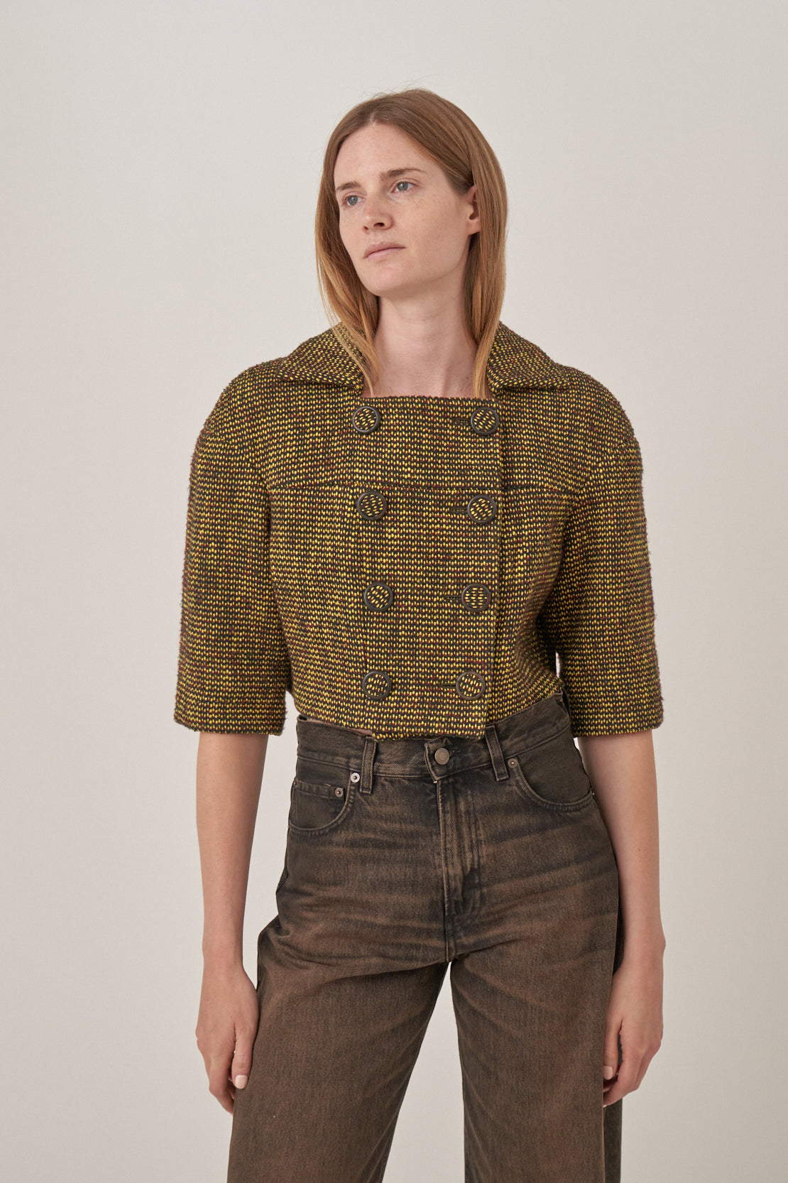 Chanel Tweed Double-Breasted Cropped Coat